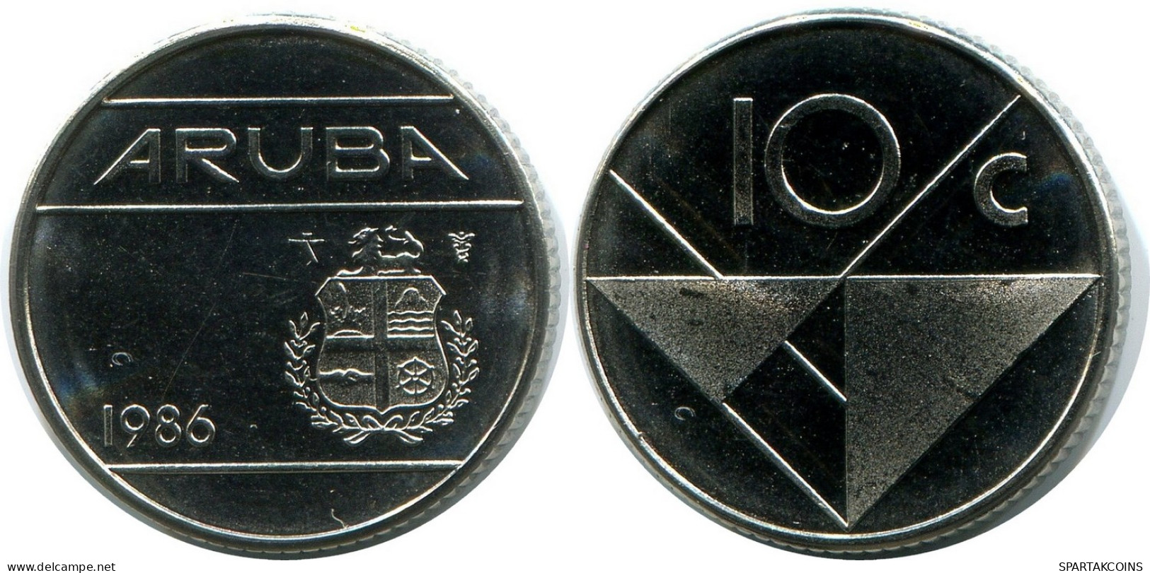 10 CENTS 1986 ARUBA Coin (From BU Mint Set) #AH076.U - Aruba