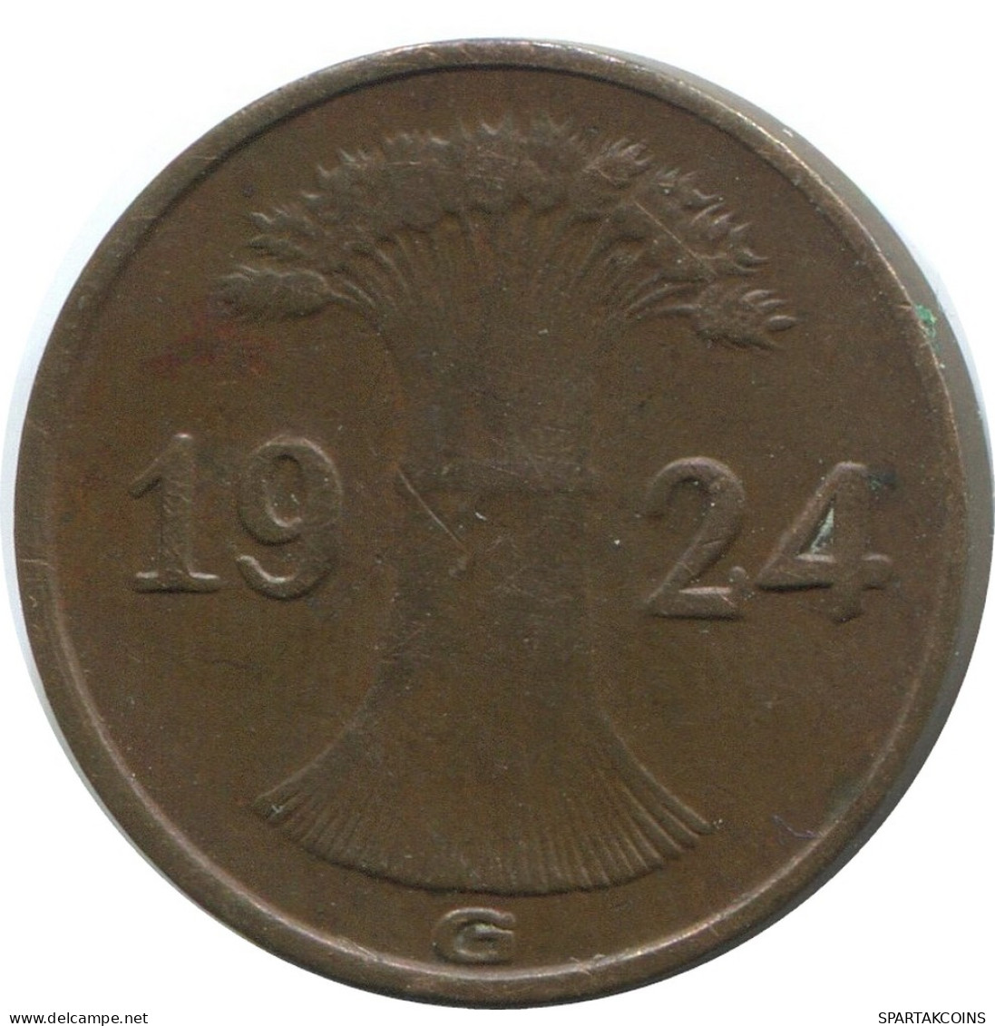 1 REICHSPFENNIG 1924 G GERMANY Coin #AD431.9.U - 1 Rentenpfennig & 1 Reichspfennig