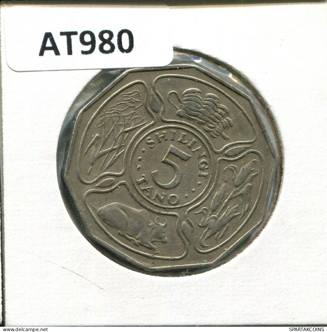 5 SHILLINGI 1972 TANZANIA Coin #AT980.U - Tanzania