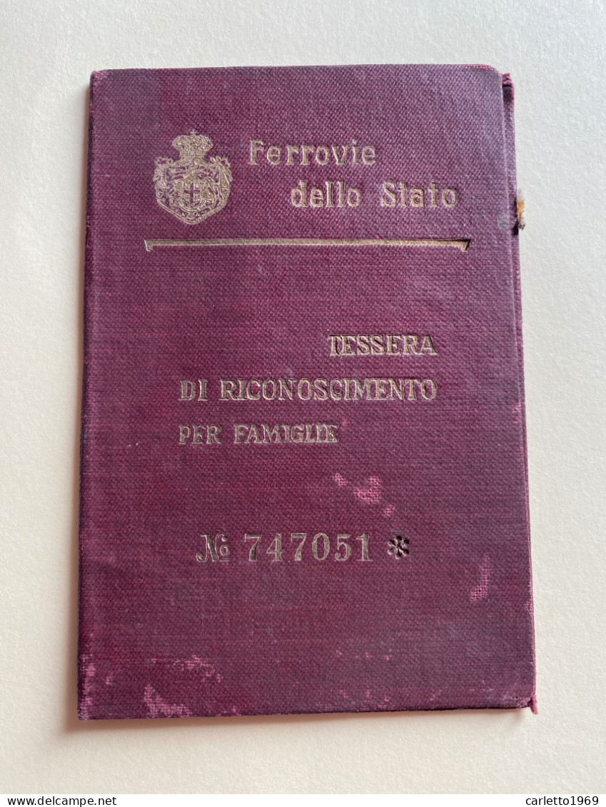 TESSERA DI RICONOSCIMENTO PER FAMIGLIE  FERROVIE DELLO STATO - Membership Cards