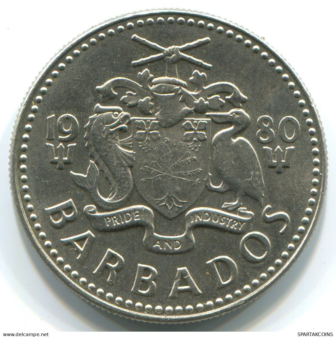 25 CENTS 1980 BARBADOS Coin #WW1161.U - Barbados (Barbuda)