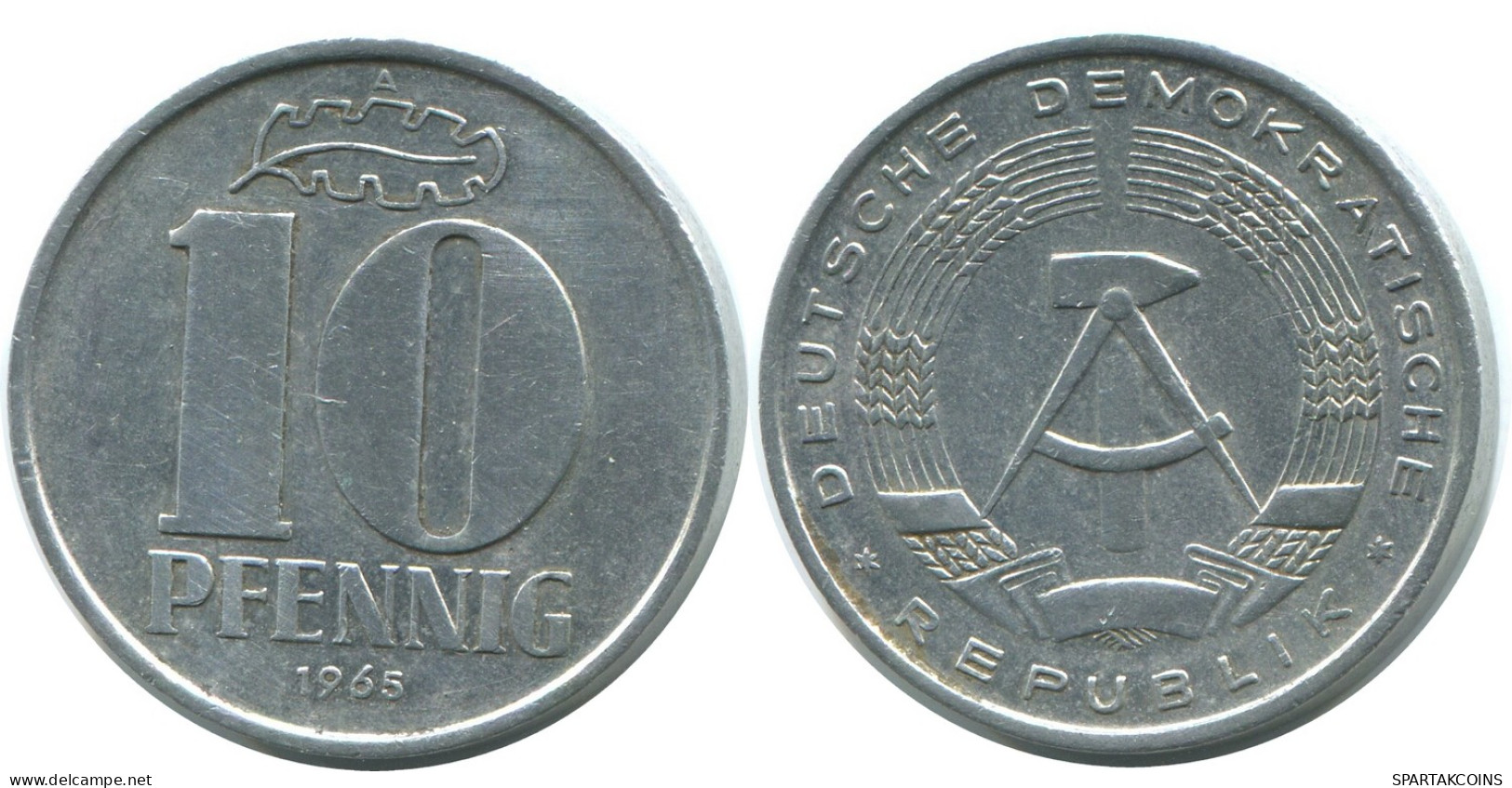 10 PFENNIG 1965 A DDR EAST GERMANY Coin #AE089.U - 10 Pfennig