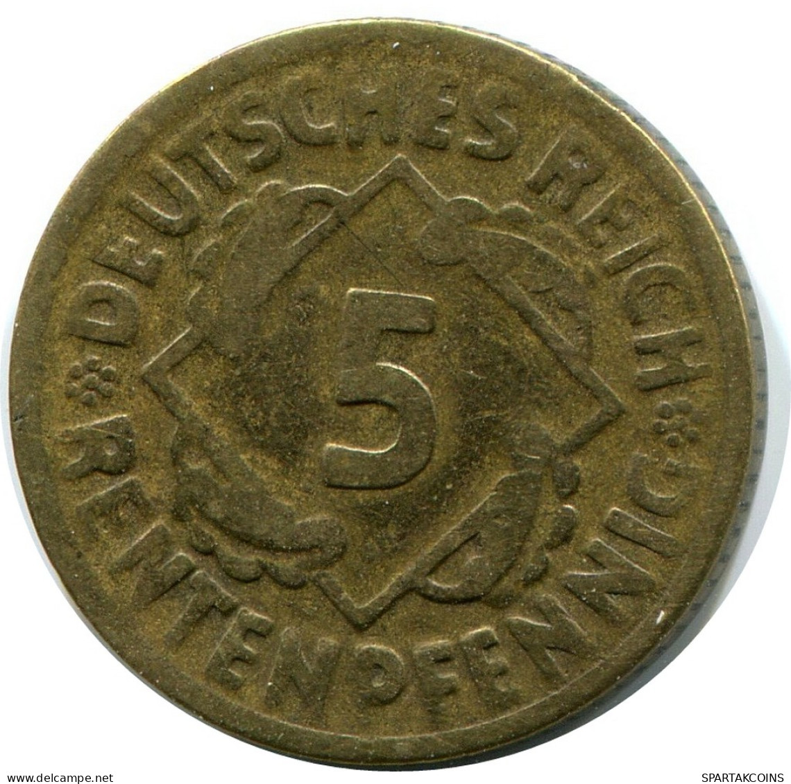 5 RENTENPFENNIG 1924 G GERMANY Coin #DB871.U - 5 Rentenpfennig & 5 Reichspfennig