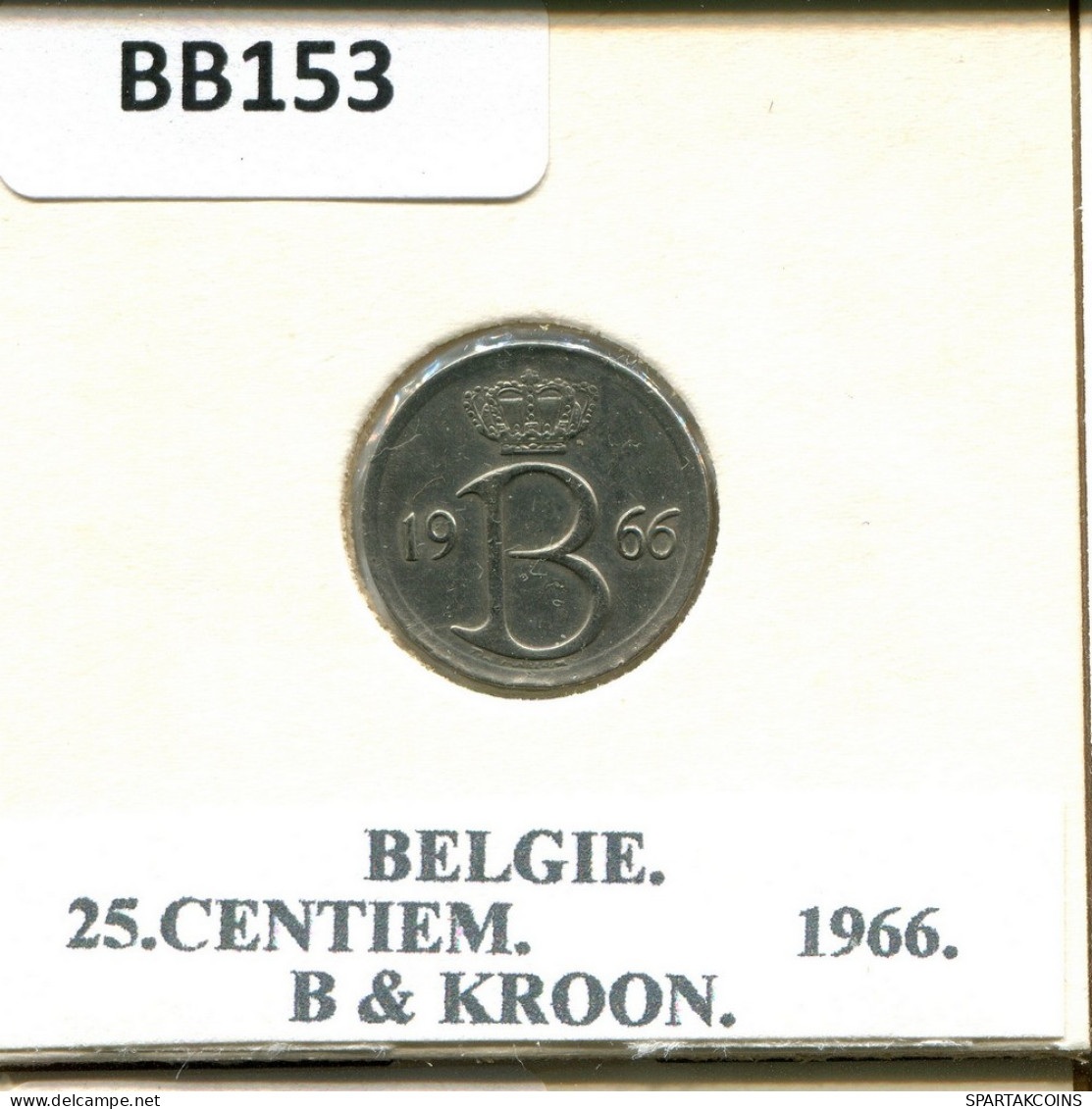 25 CENTIMES 1966 DUTCH Text BÉLGICA BELGIUM Moneda #BB153.E - 25 Cent