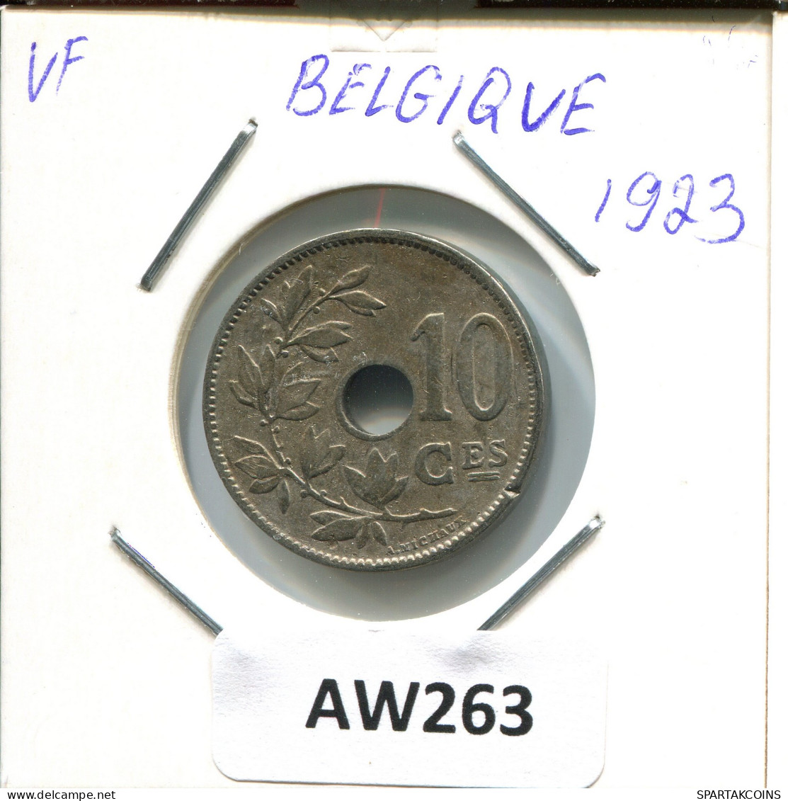 10 CENTIMES 1923 FRENCH Text BÉLGICA BELGIUM Moneda #AW263.E - 10 Cent