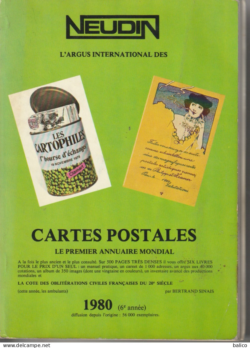 Argus De Cartes Postales Anciennes "NEUDIN - 1980"  (dans L'état)  493 Pages - Bücher & Kataloge