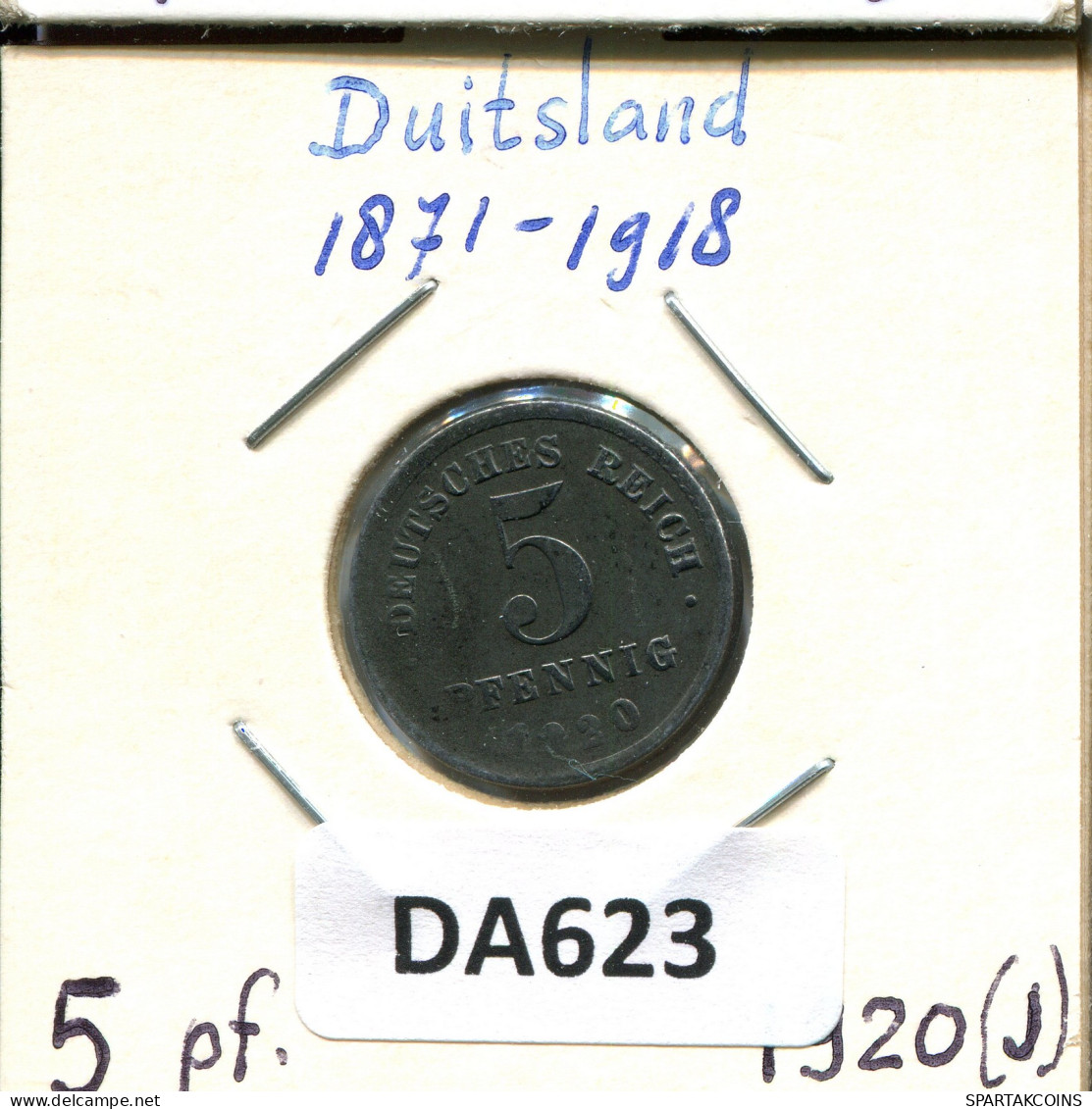 5 PFENNIG 1920 J ALEMANIA Moneda GERMANY #DA623.2.E - 5 Rentenpfennig & 5 Reichspfennig