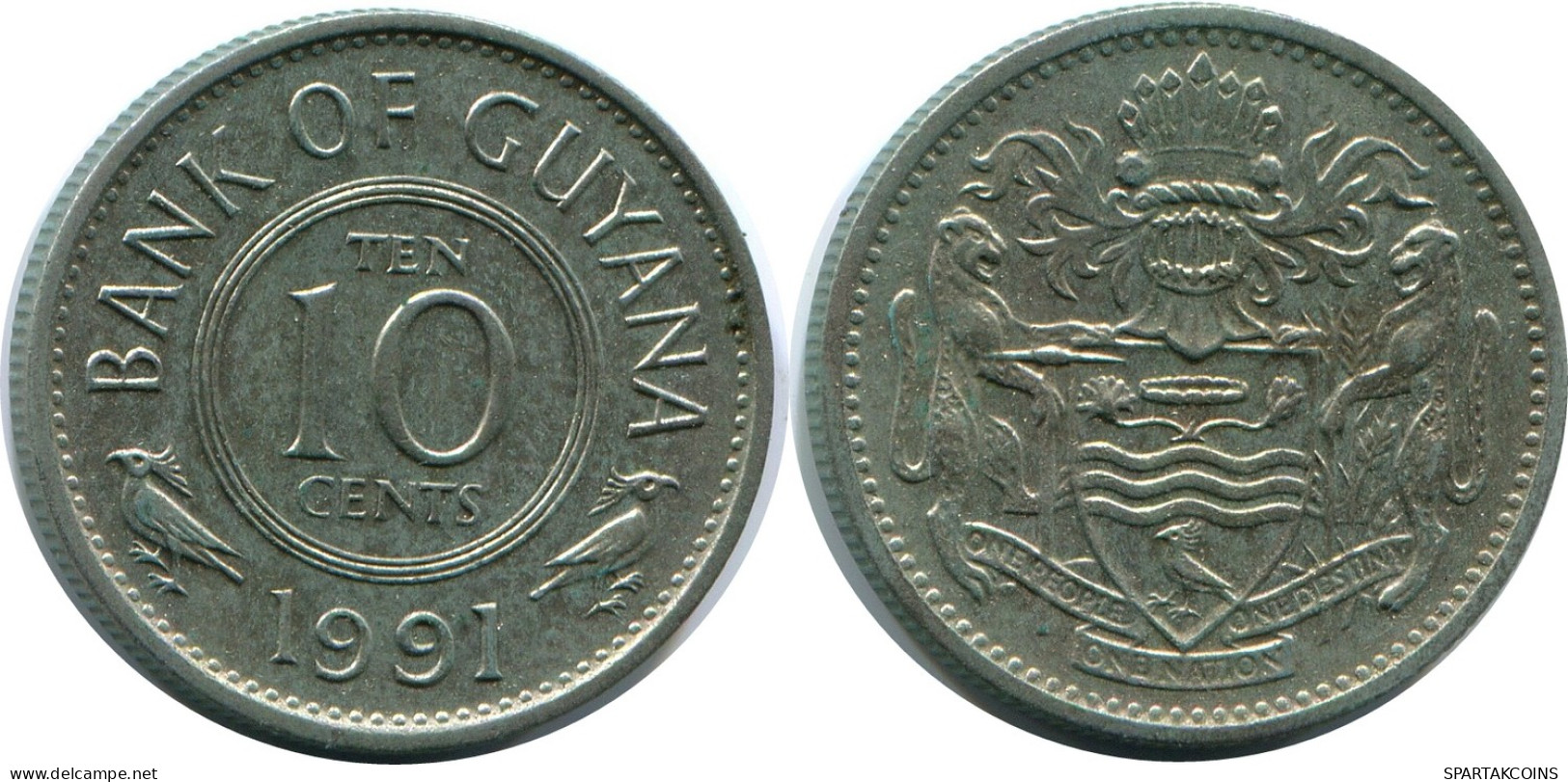 10 CENTS 1991 GUYANA Moneda #AR926.E - Guyana