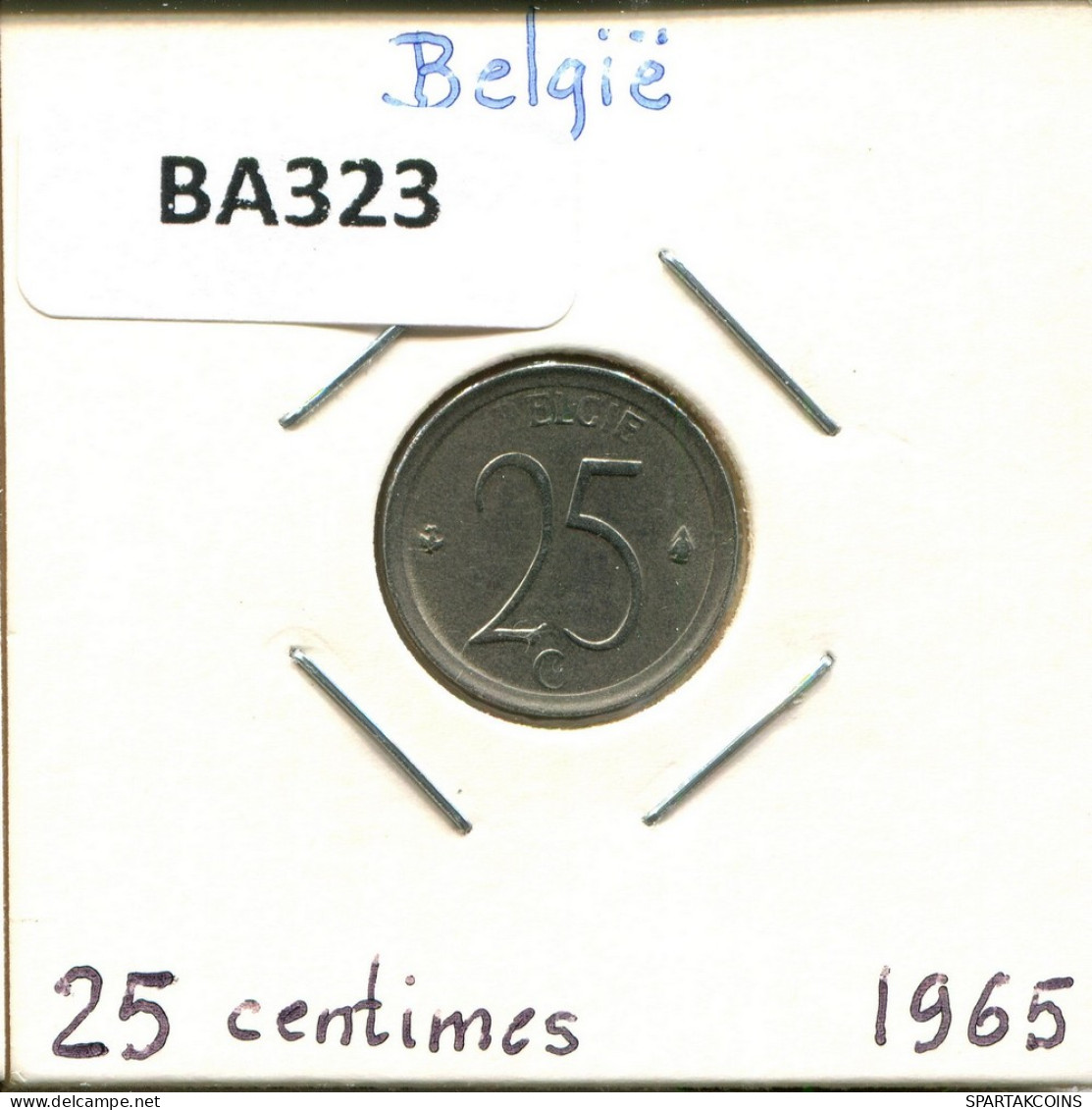 25 CENTIMES 1965 DUTCH Text BELGIEN BELGIUM Münze #BA323.D - 25 Cents