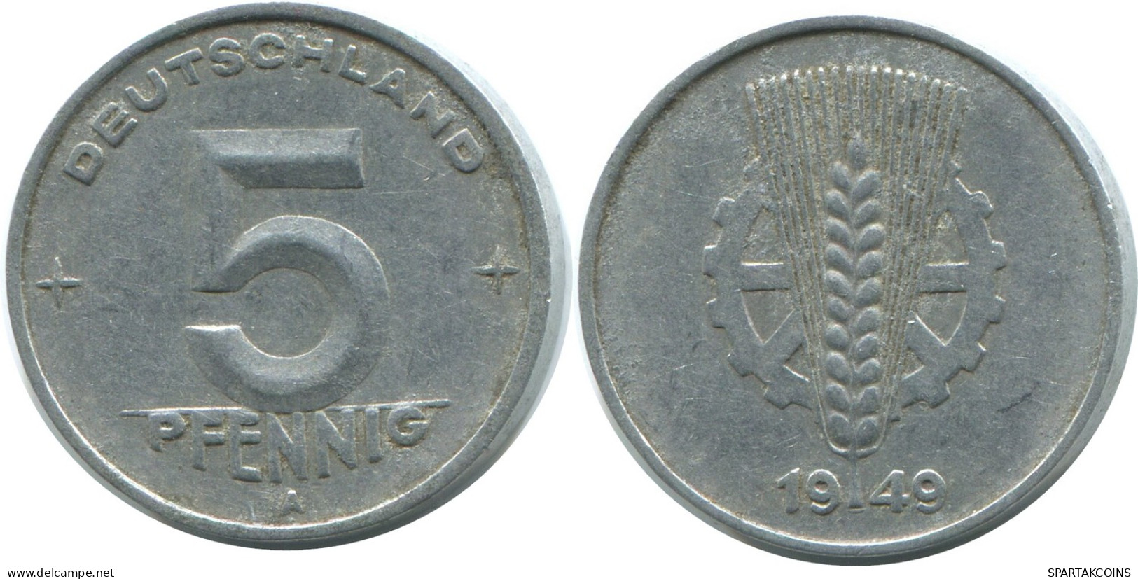 5 PFENNIG 1949 A DDR EAST DEUTSCHLAND Münze GERMANY #AE019.D - 5 Pfennig