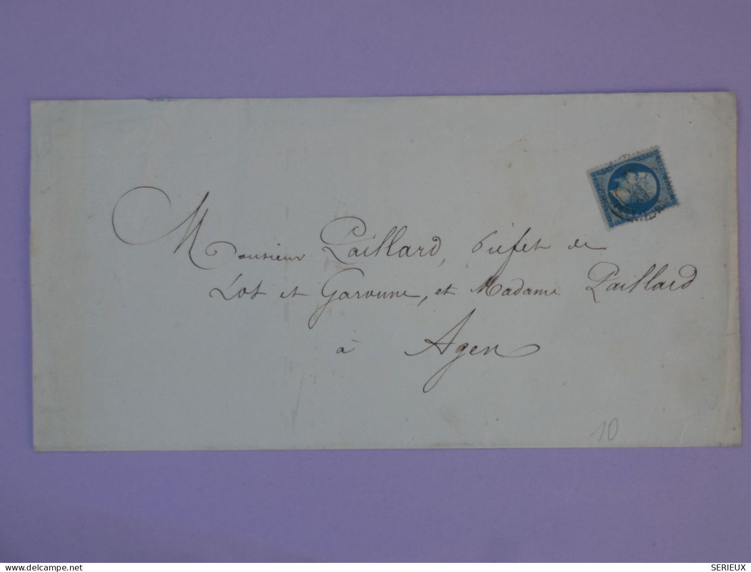 BR5 FRANCE BELLE  LETTRE  1864 AURILLAC   A  AGEN +AFF. INTERESSANT+ - 1862 Napoléon III