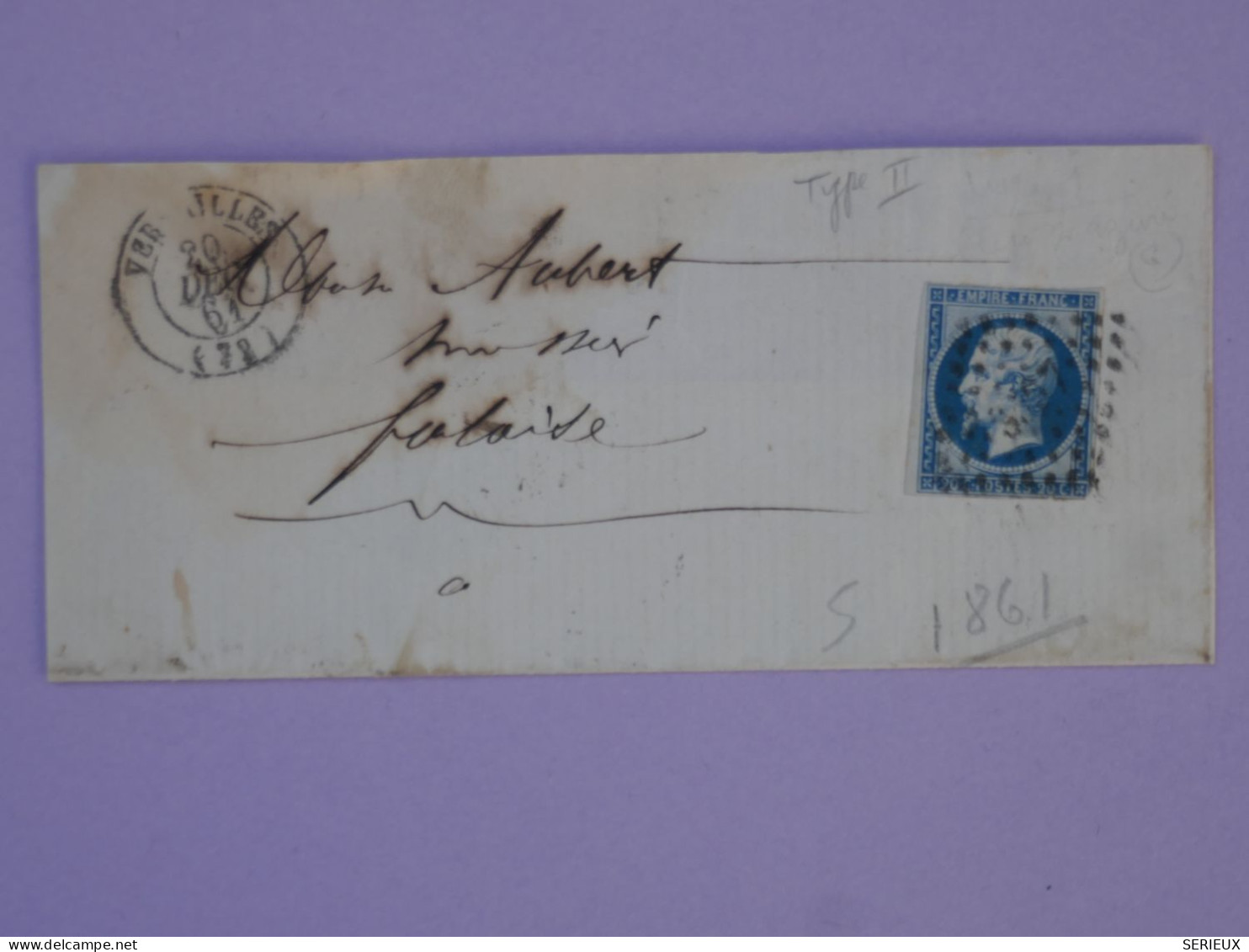 BR5 FRANCE  BELLE  LETTRE  1861 VERSAILLES  A  FALAIZE+N°14 + AFF. INTERESSANT+ - 1853-1860 Napoleon III