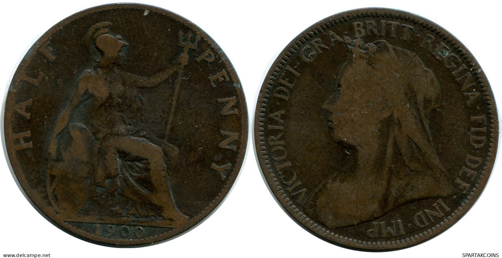 HALF PENNY 1900 UK GROßBRITANNIEN GREAT BRITAIN Münze #AZ650.D - C. 1/2 Penny
