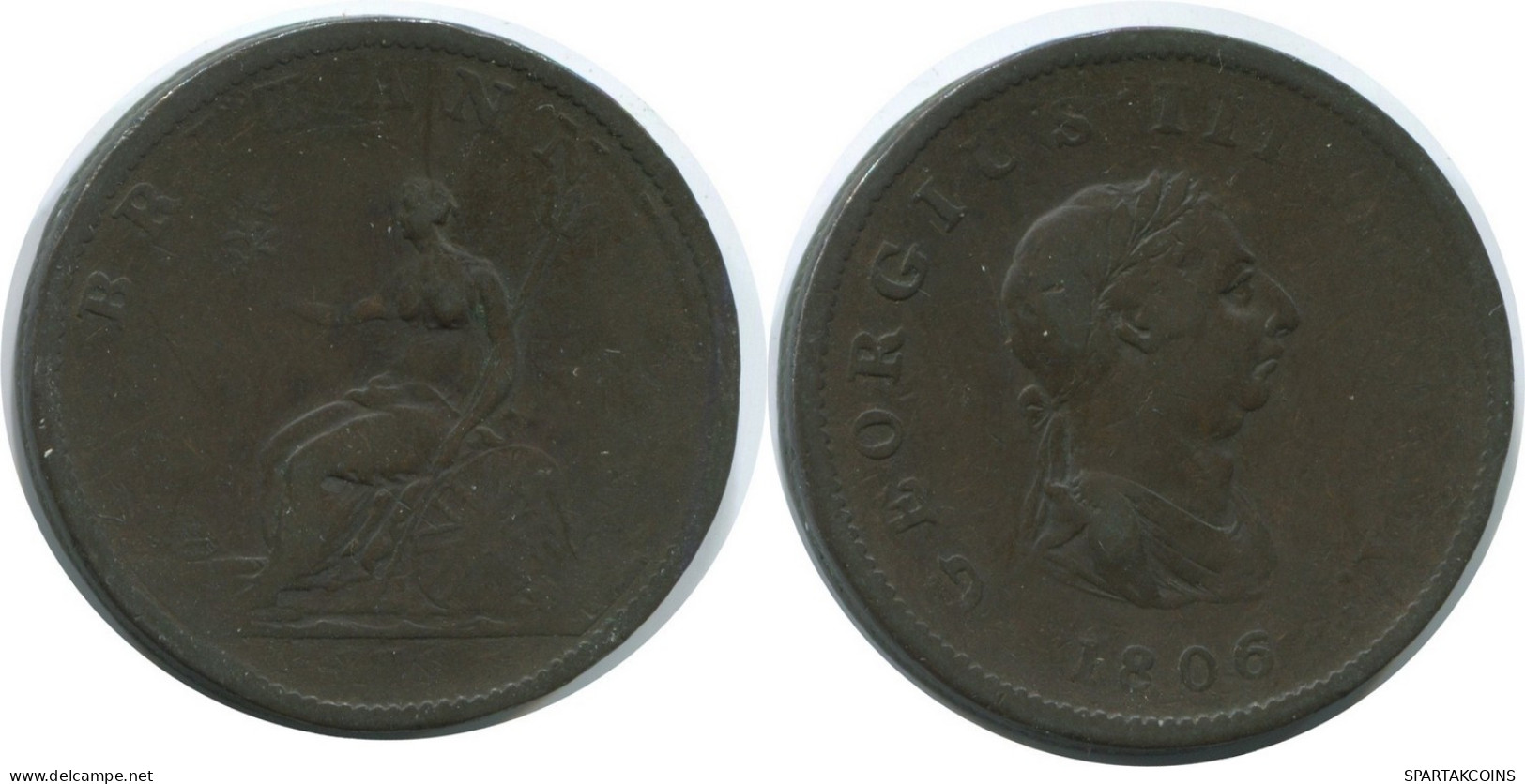 PENNI 1806 UK GROßBRITANNIEN GREAT BRITAIN Münze #AE805.16.D - C. 1 Penny