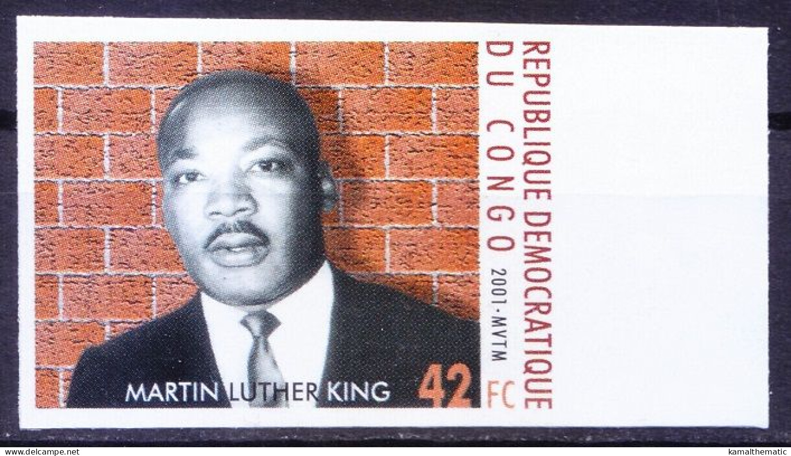 Congo 2001 MNH Imperf, Martin Luther King, Nobel Peace Winner Millennium - Martin Luther King
