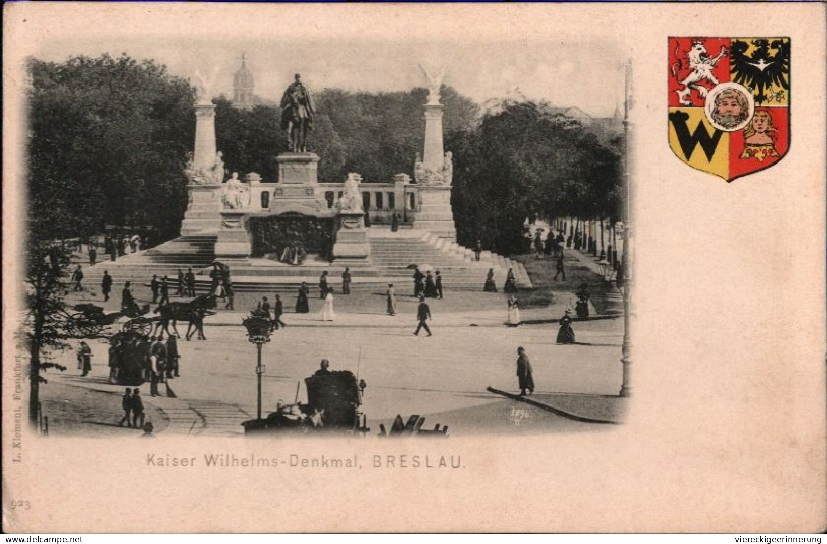 ! Breslau , Wroclaw, Oberschlesien, Wappen, Kaiser Wilhelm Denkmal, Alte Ansichtskarte - Pologne