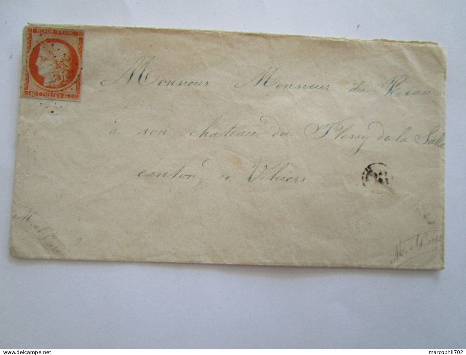 Lettre Avec Courrier Tp N°5 Losange Petits Points + Or - 1849-1850 Ceres