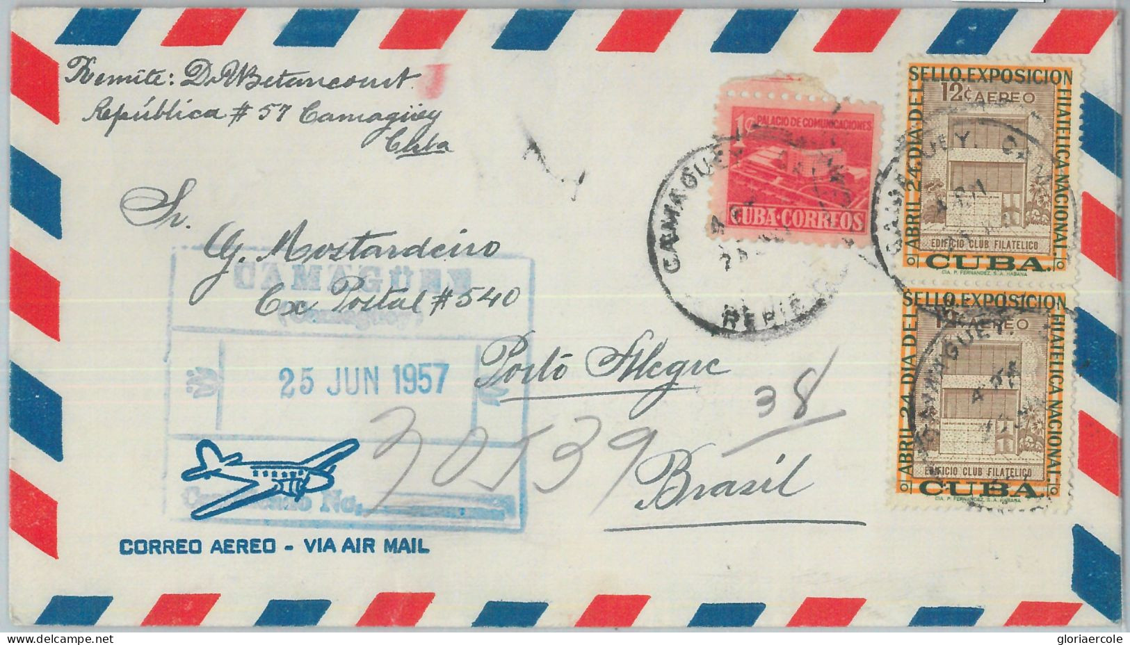 81590 - CUBA  - POSTAL HISTORY -  REGISTERED COVER  To BRAZIL  1957 - Lettres & Documents