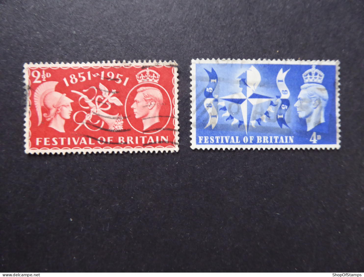 GREAT BRITAIN SG 513-14 FESTIVAL OF BRITAIN  2 SETS USED  Postmark May Be Different - ....-1951 Vor Elizabeth II.