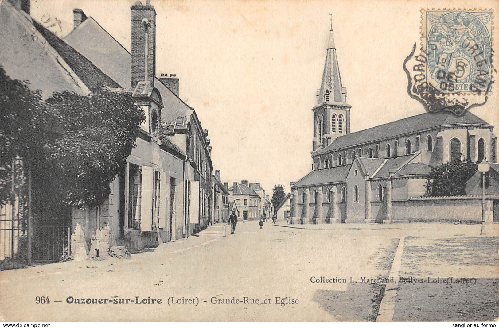 CPA 45 OUZOUER SUR LOIRE GRANDE RUE EGLISE - Sonstige & Ohne Zuordnung