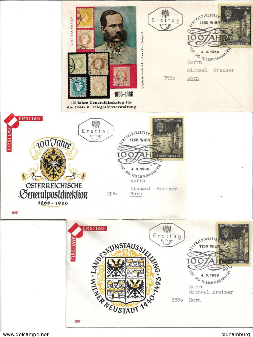 2306x: Österreich 1966, ÖPT- Generaldirektion, FDC Drei Cachettypen - Postcode