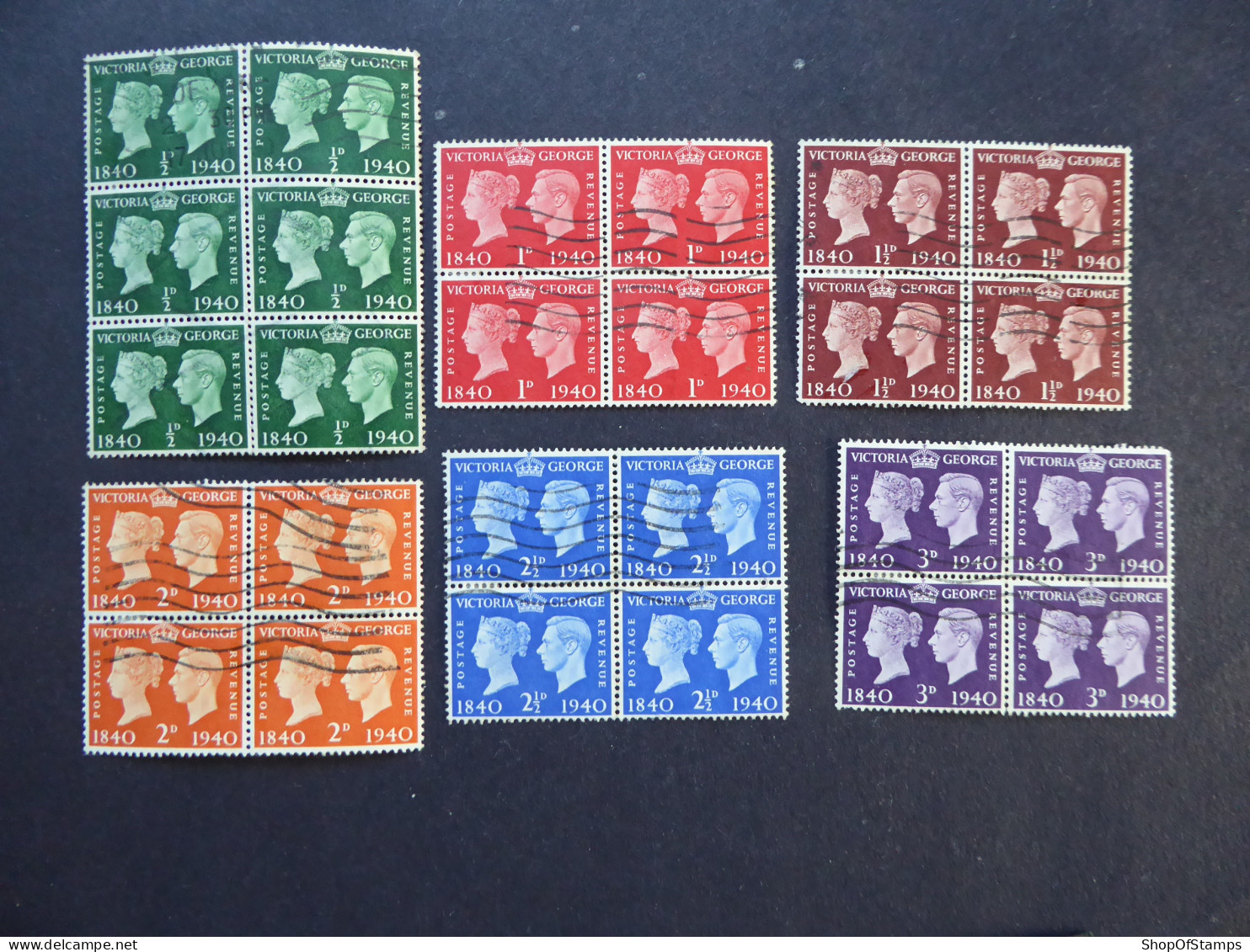 GREAT BRITAIN SG 479-84 CENTENARY OF ADHESIVE STAMPS BL4 Fine Used - ....-1951 Vor Elizabeth II.