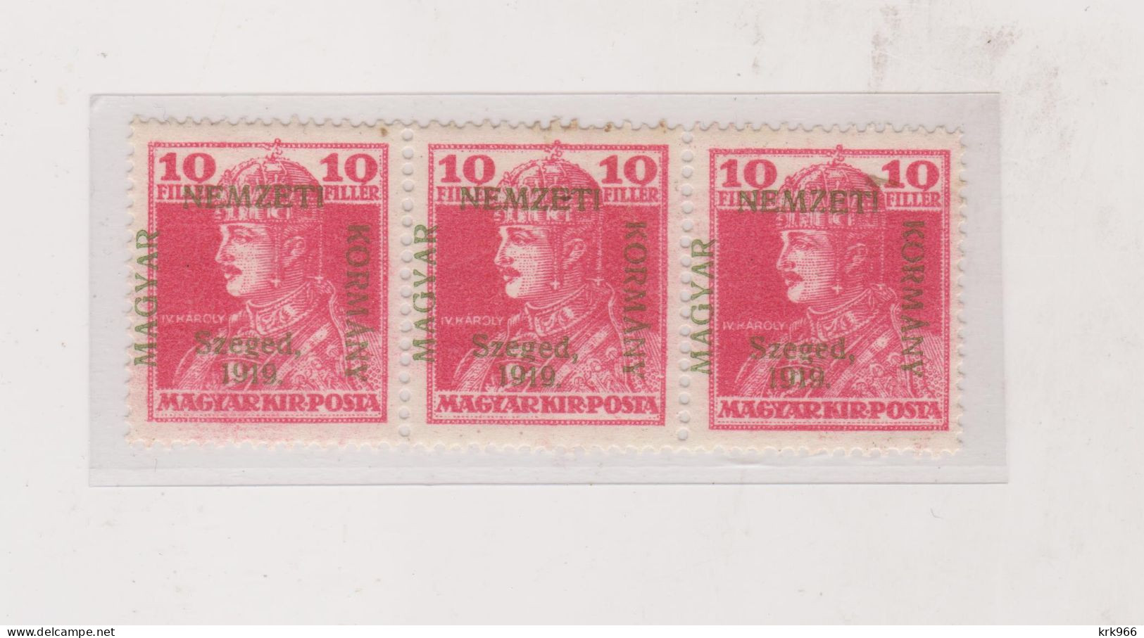 HUNGARY 1919 SZEGED SZEGEDIN Locals Mi 22 Strip Of 3 MNH - Ortsausgaben