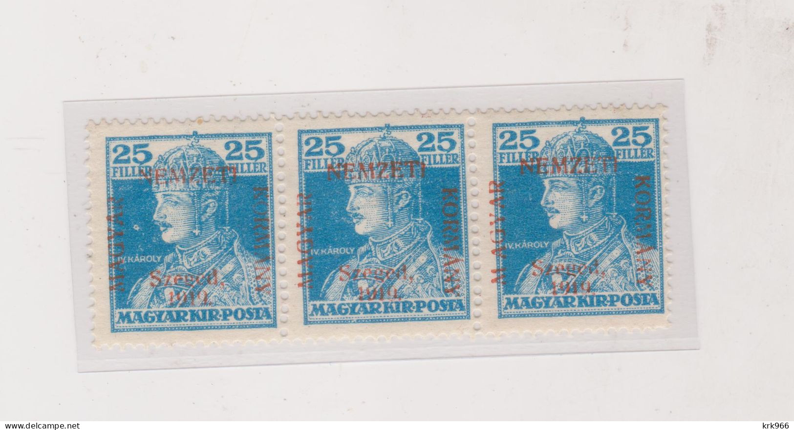 HUNGARY 1919 SZEGED SZEGEDIN Locals Mi 24 Strip Of 3 Hinged / MNH - Ortsausgaben