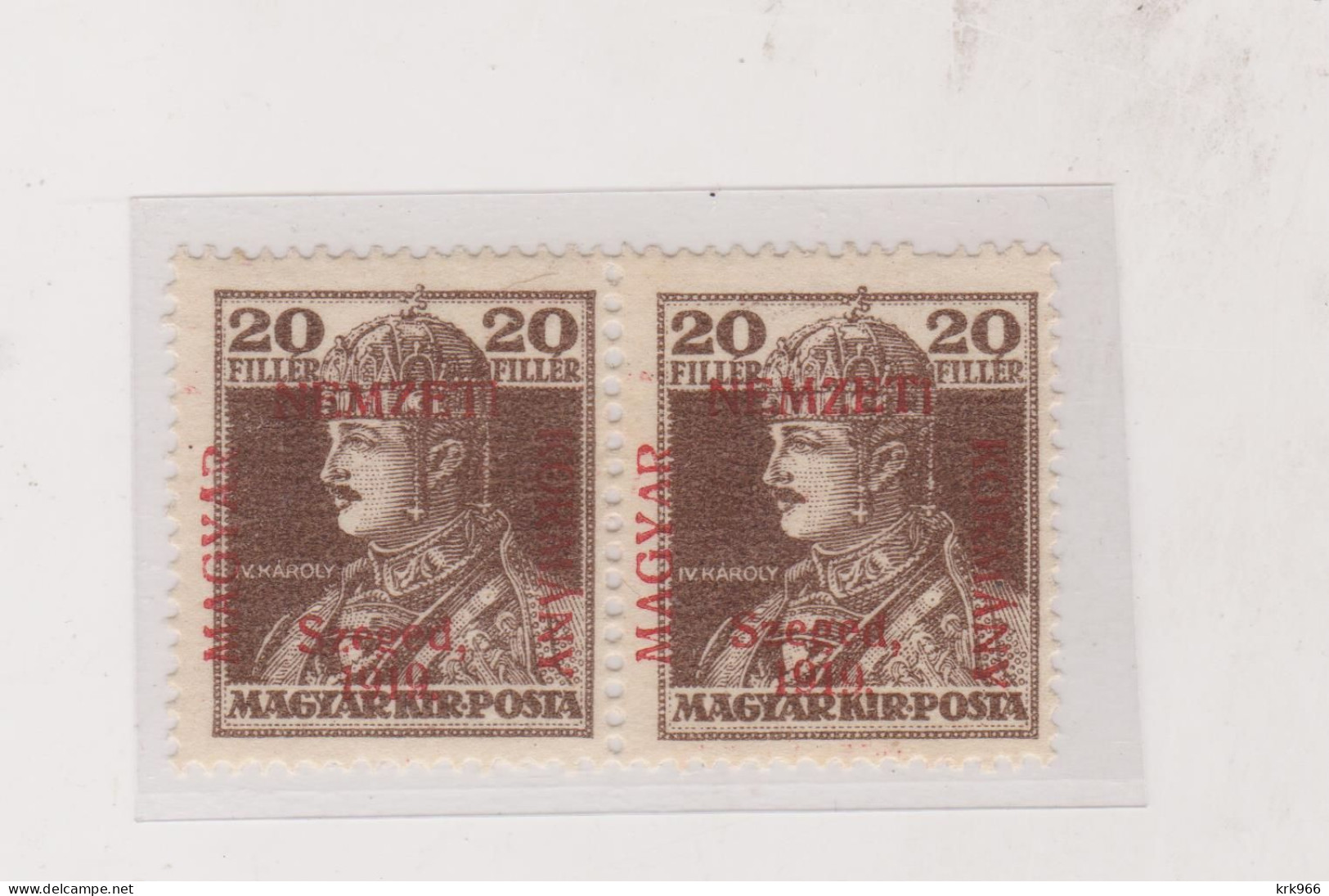 HUNGARY 1919 SZEGED SZEGEDIN Locals Mi 23 Pair  Hinged - Local Post Stamps