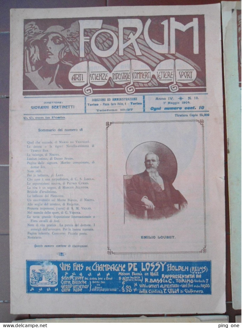 FORUM LOTTO 5 RIVISTE D'EPOCA ANNO IV 1904 NUMERI 18 19 28 29 38 ARTI SCIENZE INDUSTRIE COMMERCIO - Arte, Diseño Y Decoración