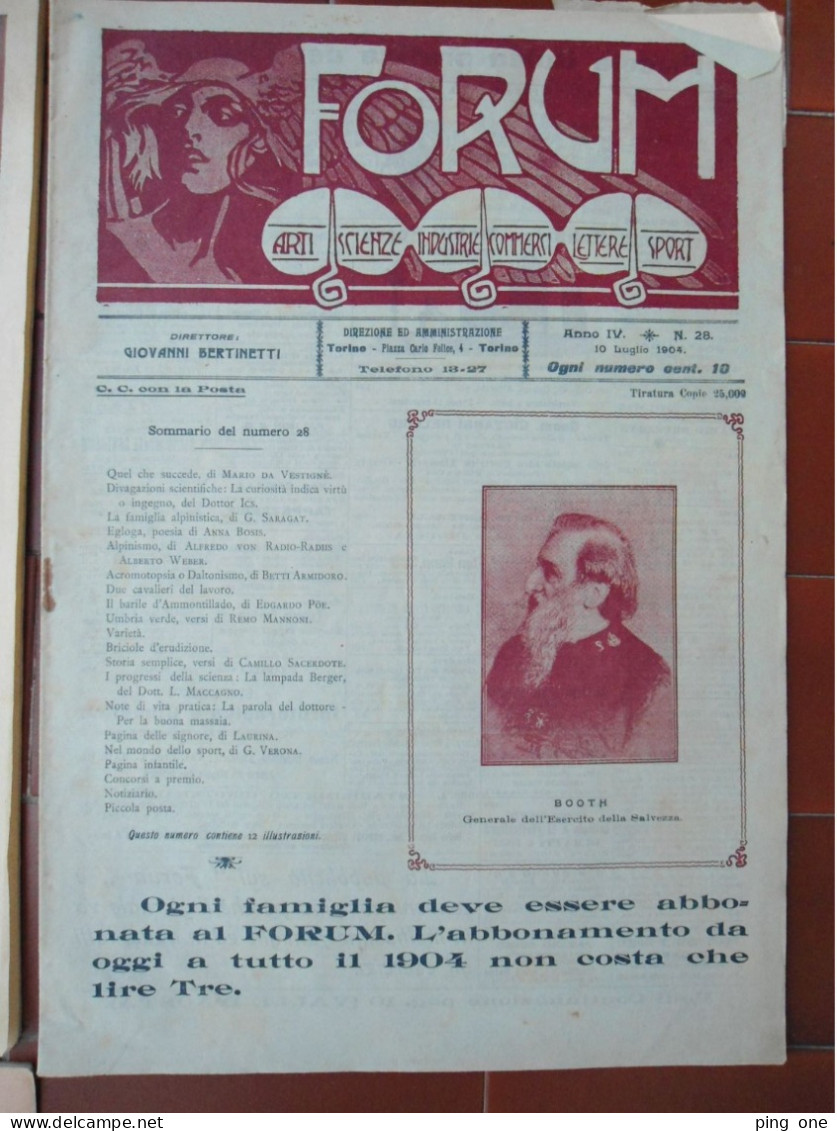 FORUM LOTTO 5 RIVISTE D'EPOCA ANNO IV 1904 NUMERI 18 19 28 29 38 ARTI SCIENZE INDUSTRIE COMMERCIO - Kunst, Design