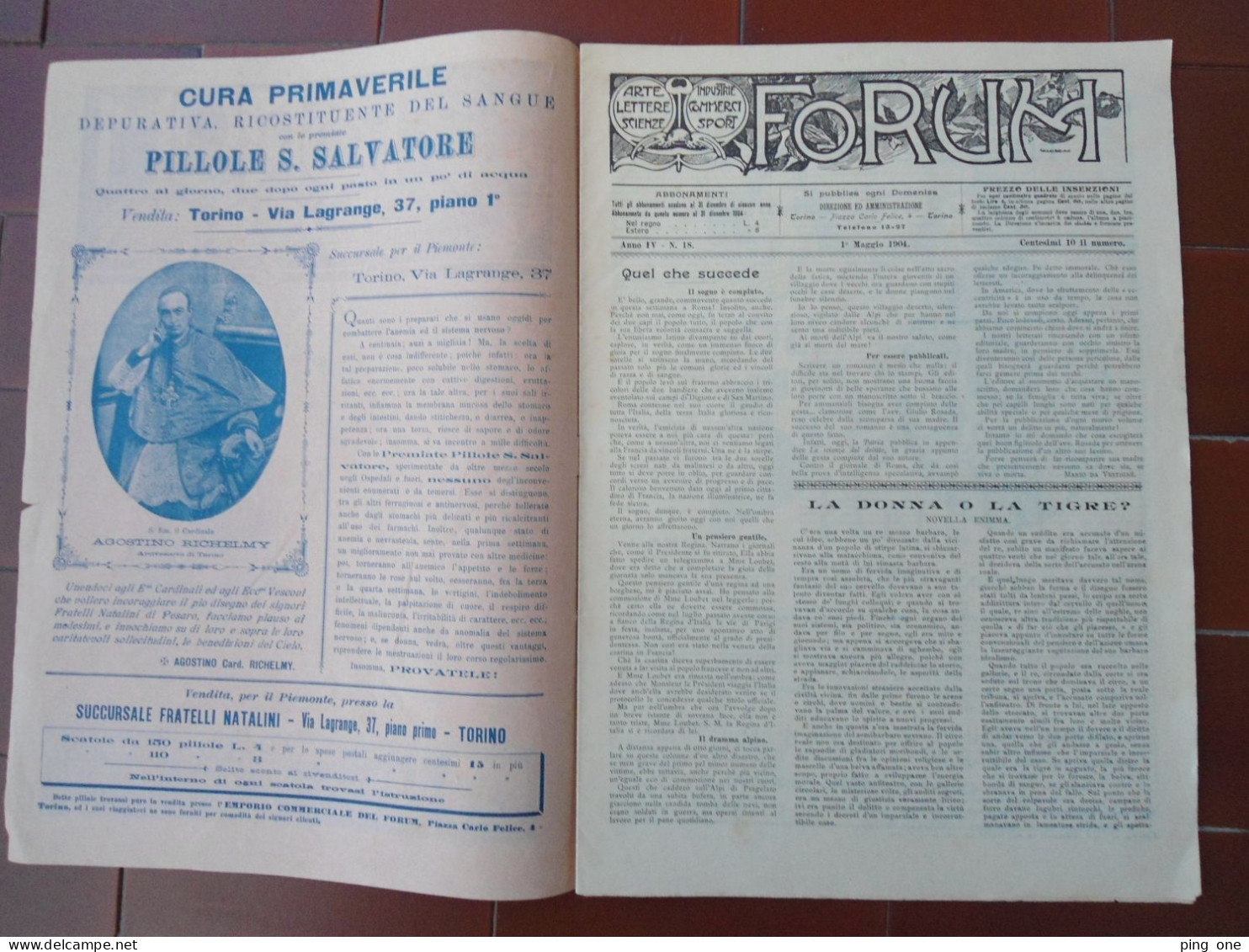 FORUM LOTTO 5 RIVISTE D'EPOCA ANNO IV 1904 NUMERI 18 19 28 29 38 ARTI SCIENZE INDUSTRIE COMMERCIO