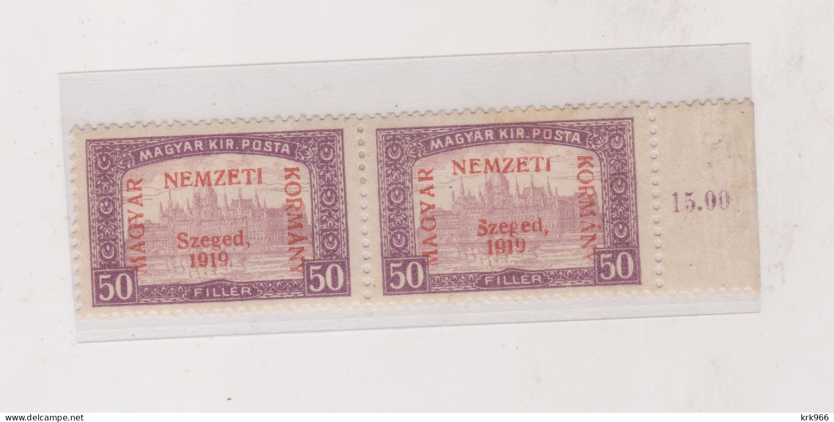 HUNGARY 1919 SZEGED SZEGEDIN Locals Mi 13 Pair  Hinged - Local Post Stamps