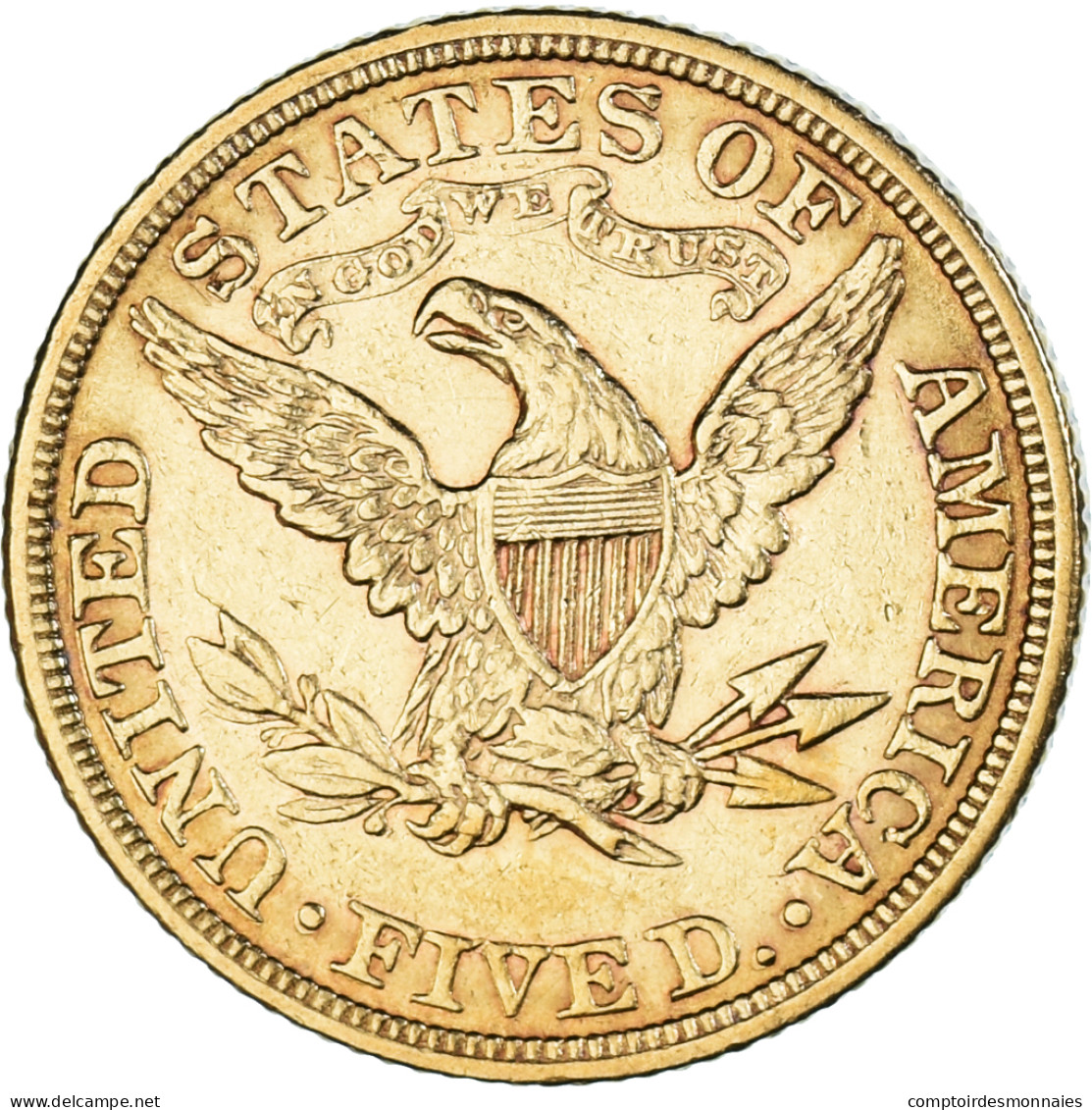 Monnaie, États-Unis, Coronet Head, $5, Half Eagle, 1880, Philadelphie, TTB+ - 5$ - Half Eagles - 1866-1908: Coronet Head (Testa Coronata)