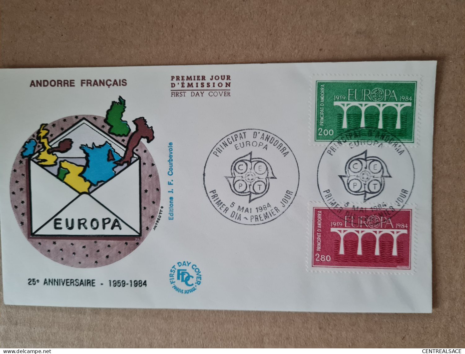Lettre ANDORRE FDC 1984 EUROPA - Covers & Documents