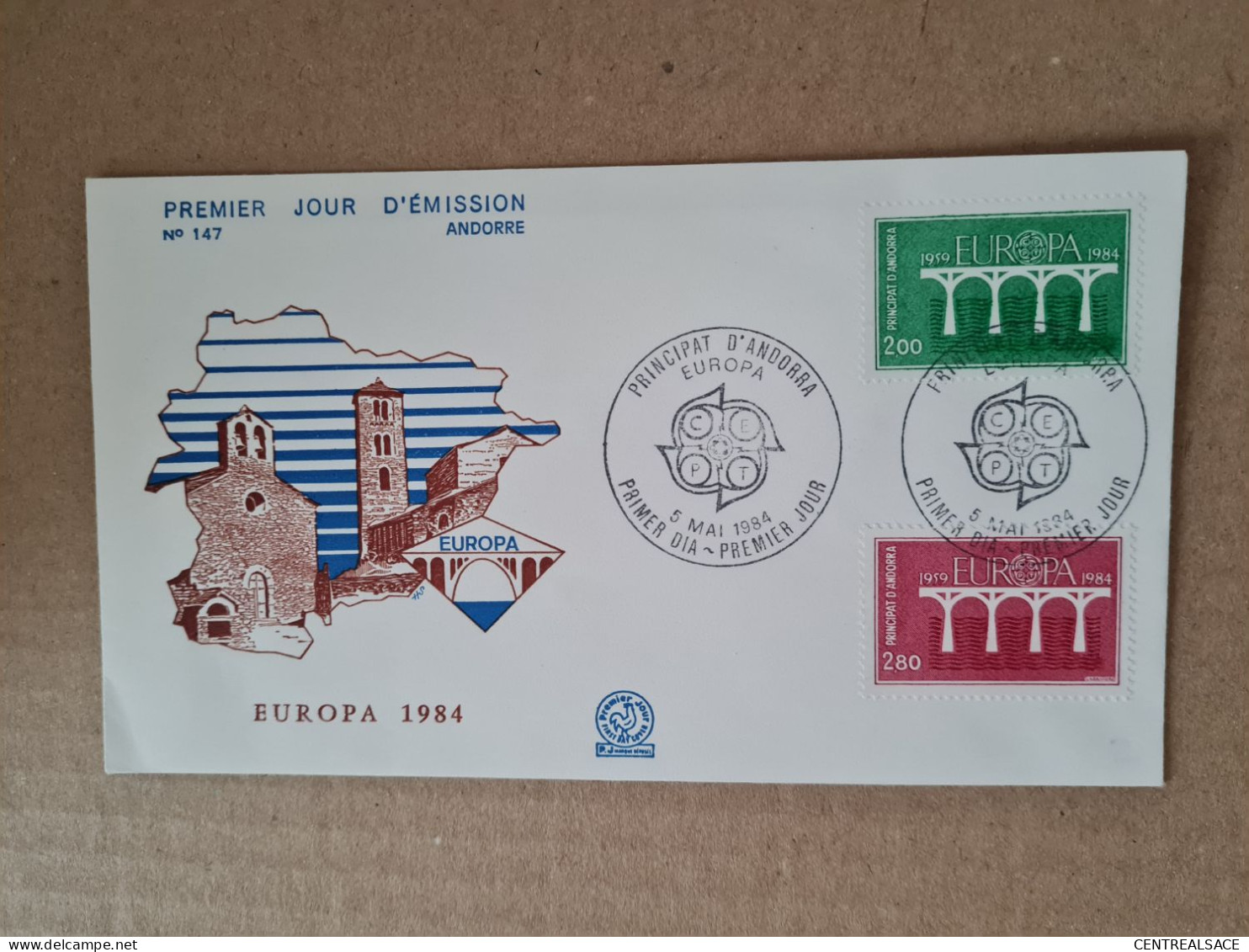 Lettre ANDORRE FDC 1984 EUROPA - Covers & Documents