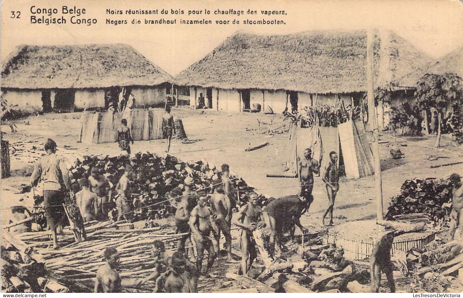 CONGO - Noirs Réunissant Du Bois Pour Le Chauffage Des Vapeurs - Carte Postale Ancienne - Altri & Non Classificati