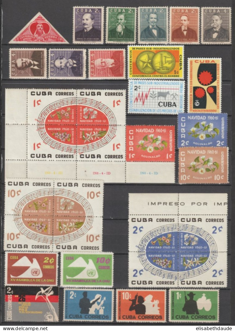 C UBA - 1959/1973 - COLLECTION 19 PAGES SERIES COMPLETES UNIQUEMENT AVEC AERIENS ! ** MNH - COTE YVERT = 934 EUR. - Lots & Serien