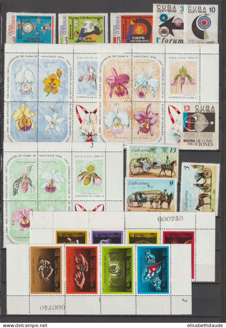 C UBA - 1959/1973 - COLLECTION 19 PAGES SERIES COMPLETES UNIQUEMENT AVEC AERIENS ! ** MNH - COTE YVERT = 934 EUR.