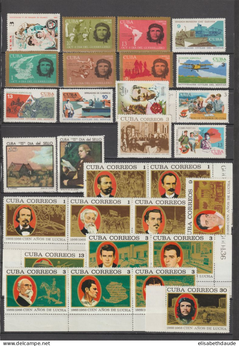 C UBA - 1959/1973 - COLLECTION 19 PAGES SERIES COMPLETES UNIQUEMENT AVEC AERIENS ! ** MNH - COTE YVERT = 934 EUR.