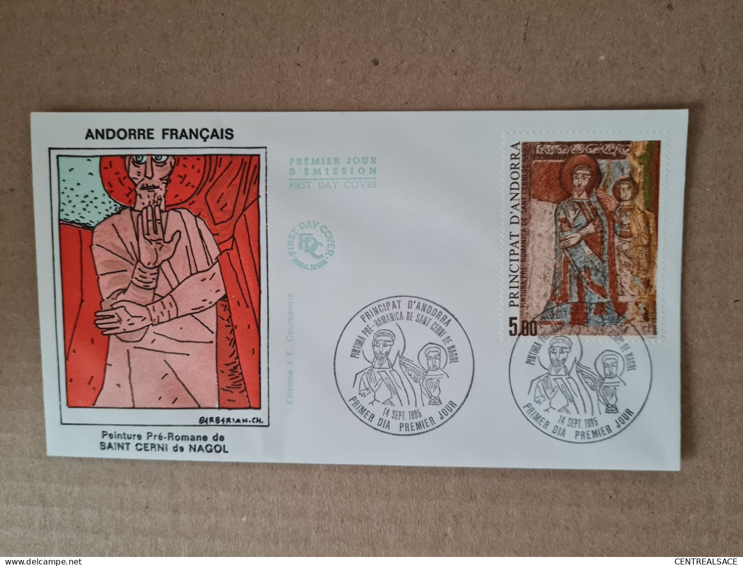 Lettre ANDORRE FDC 1985 PEINTURE PRE ROMANE DE SAINT CERNI DE NAGOL - Storia Postale