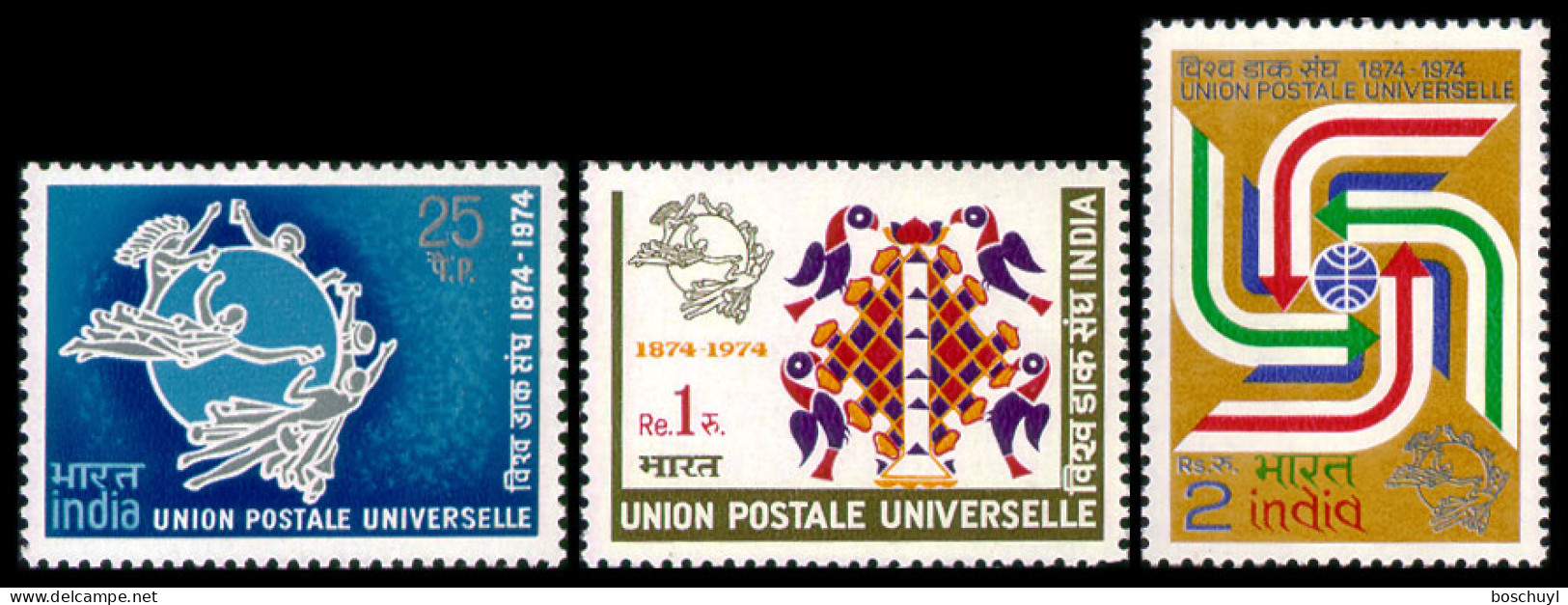 India, 1974, UPU, Universal Postal Union, United Nations, MNH, Michel 603-605 - Neufs