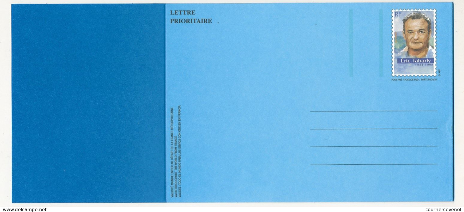 Deux Entiers "Lettre Prioritaire" (Monde) Eric Tabarly - Neuf Et Oblitéré Marseille 2001 - Listos A Ser Enviados: Otros (1995-...)