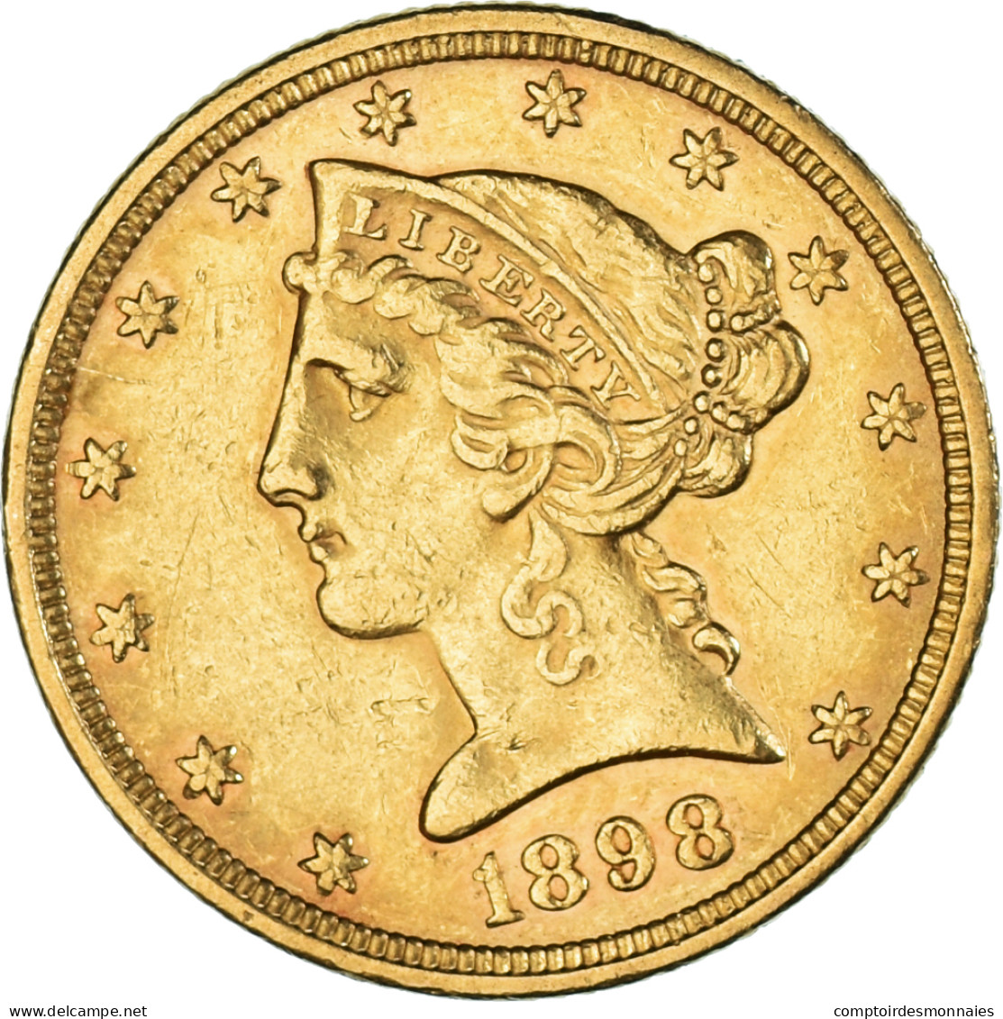 Monnaie, États-Unis, Coronet Head, $5, Half Eagle, 1898, U.S. Mint - 5$ - Half Eagles - 1866-1908: Coronet Head (Testa Coronata)