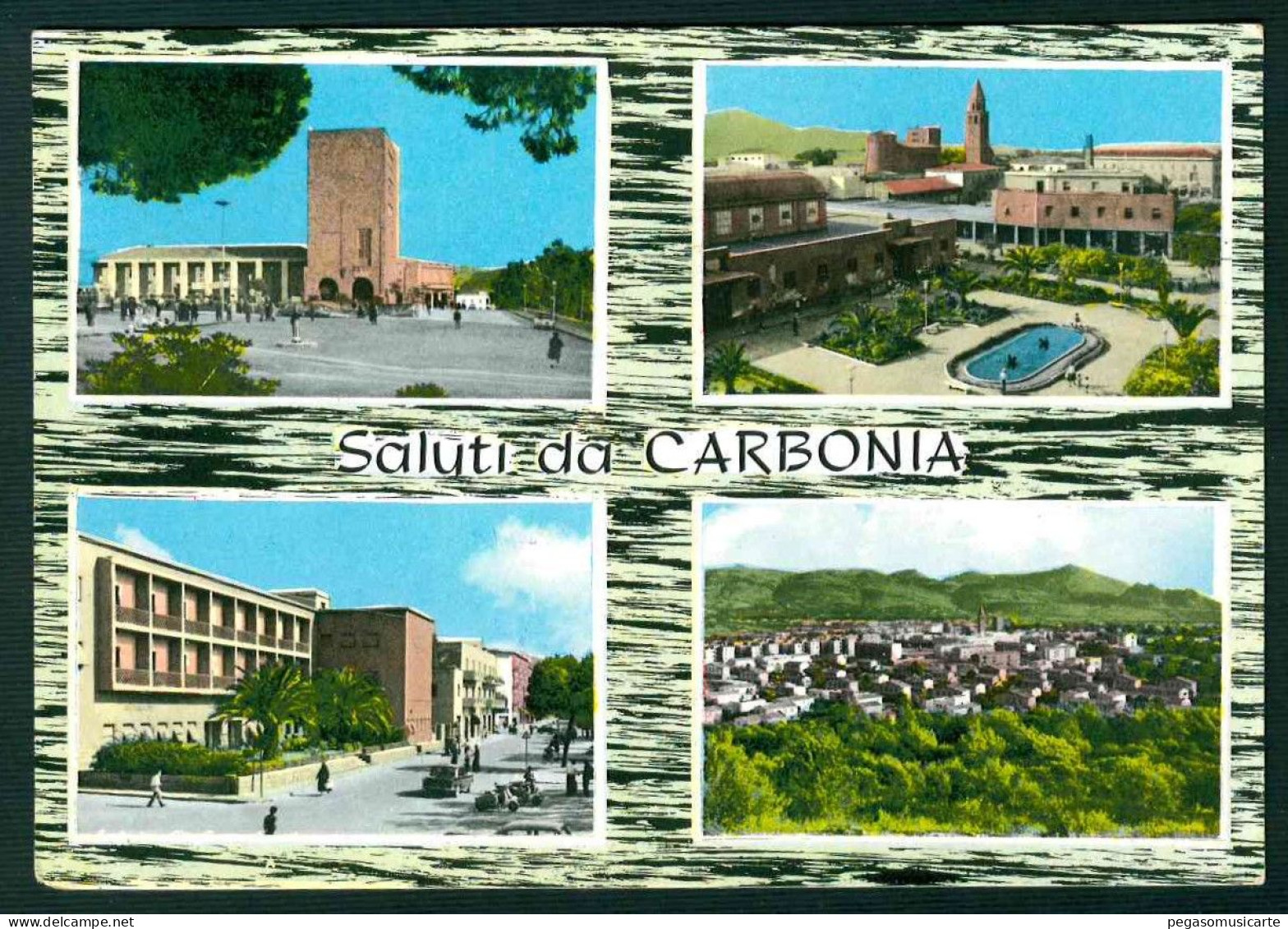 VZ008 - SALUTI DA CARBONIA 4 VEDUTE 1956 - Carbonia