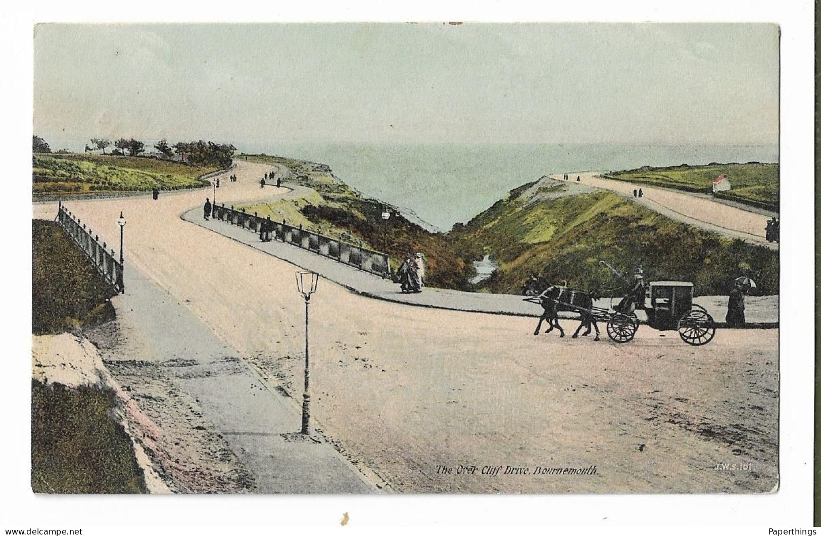 Postcard, Dorset, Bournemouth, The Over Cliff Drive, Horse And Cart, Road, Footpath, 1907. - Bournemouth (from 1972)