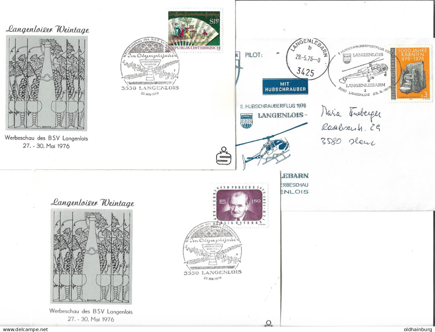 2306n: Österreich 1975- 76, 3 Langenlois- Heimatbelege - Langenlois