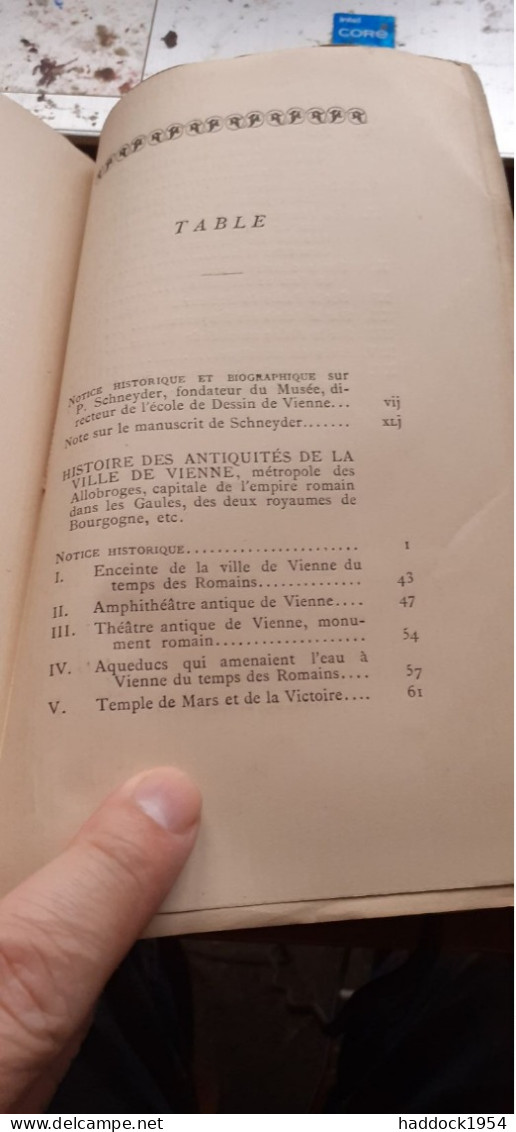 Histoire Des Antiquités De La Ville De VIENNE PIERRE SCHNEYDER Savigné 1880 - Rhône-Alpes