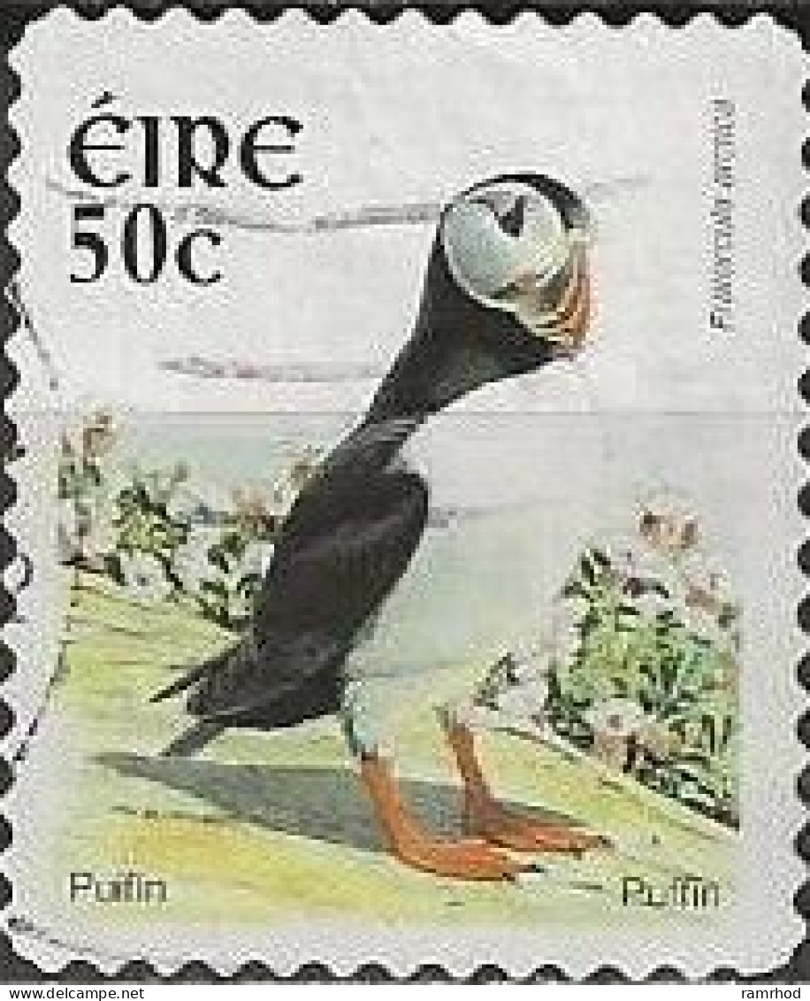 IRELAND 2002 New Currency. Birds - 50c. - Puffin FU Self Adhesive - Gebruikt