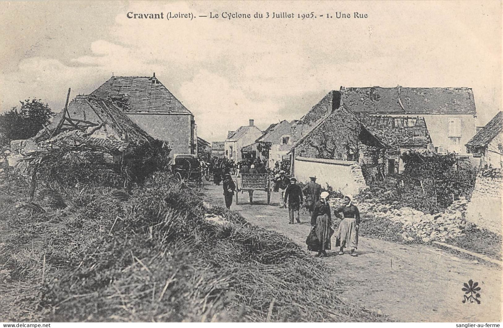CPA 45 CRAVANT LE CYCLONE 1905 UNE RUE - Autres & Non Classés